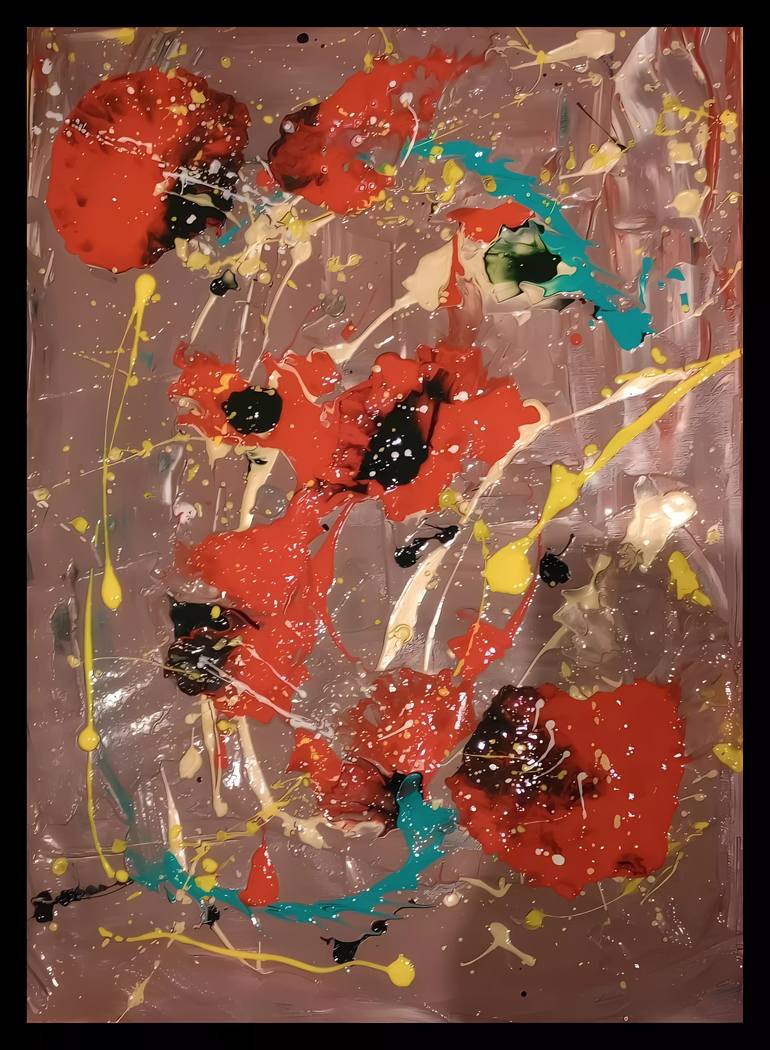 Original Abstract Expressionism Floral Painting by Exclusive Estate
