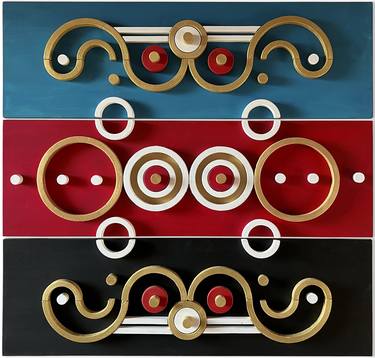 Original Art Nouveau Geometric Sculpture by Legnaccio Wood Art