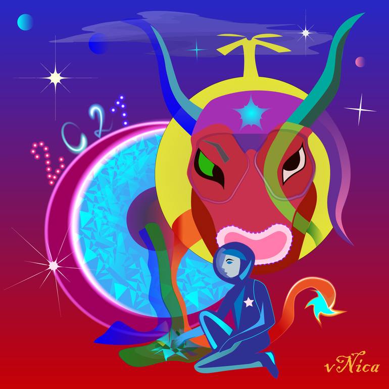 Original Surrealism Outer Space Digital by Veronica Timasheva