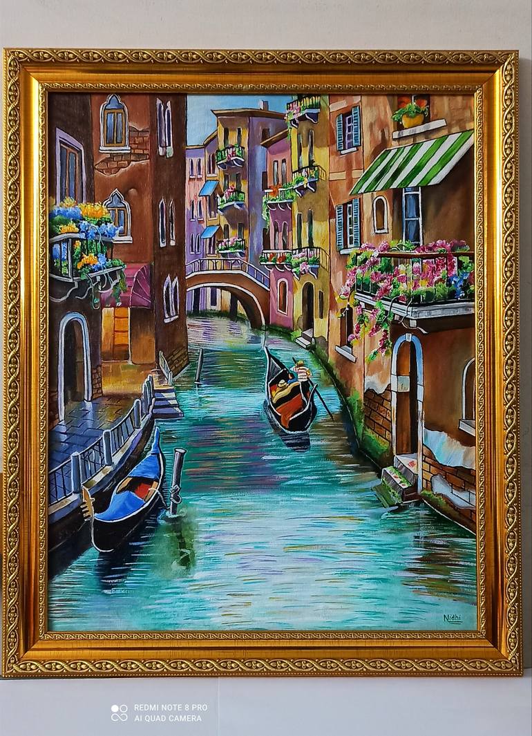 Original Romanticism Boat Painting by Nidhi Baranwal