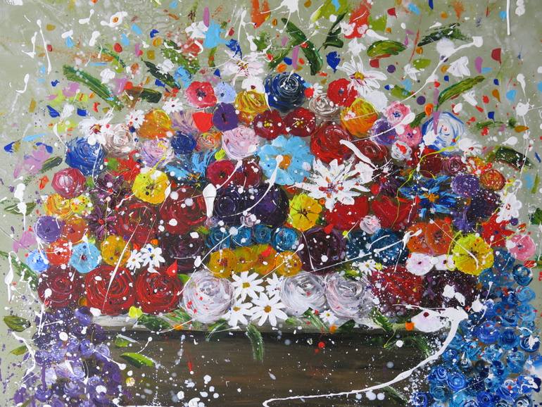 Original Abstract Floral Painting by Andrea Ragazzini