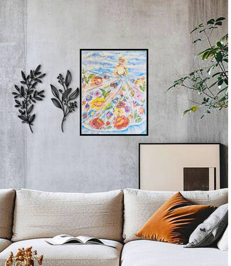 Original Art Nouveau Fashion Painting by Olena Norina