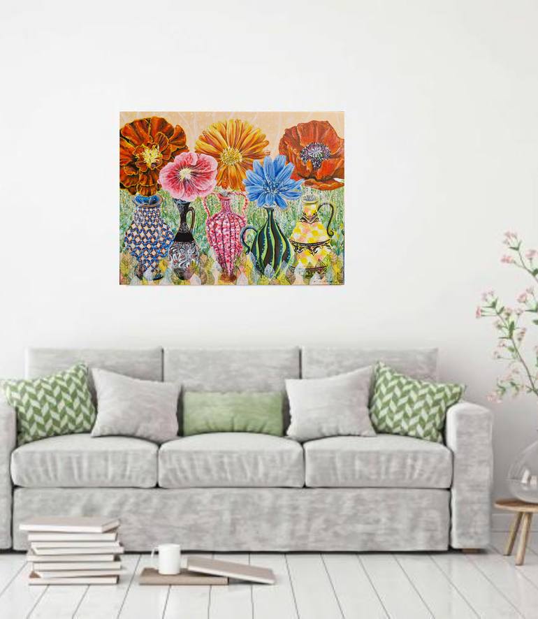 Original Art Nouveau Floral Painting by Olena Norina