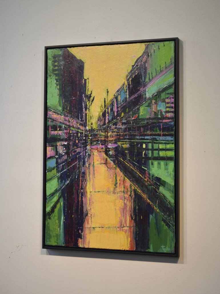 Original Abstract Cities Painting by David Tycho