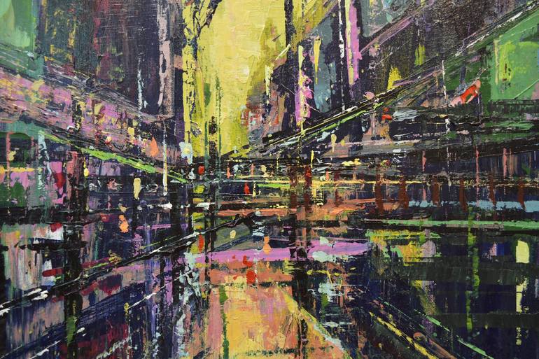 Original Abstract Cities Painting by David Tycho