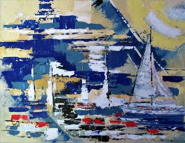 Original Abstract Expressionism Boat Paintings by Irma Engelbrecht