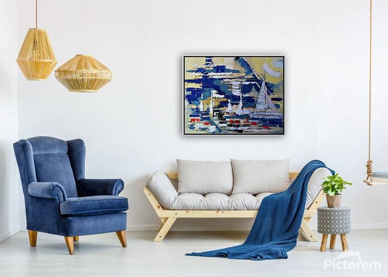 Original Abstract Expressionism Boat Painting by Irma Engelbrecht