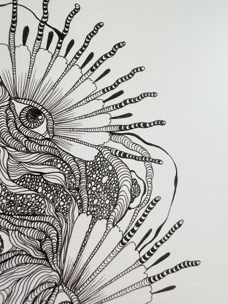 Original Black & White Fantasy Drawing by Caterina Francu