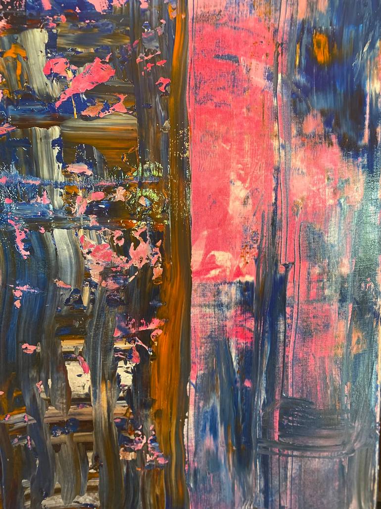 Original Abstract Painting by Dorota Peterson | Abstract Art on Canvas | Blue and brown and pink Abstract No./96