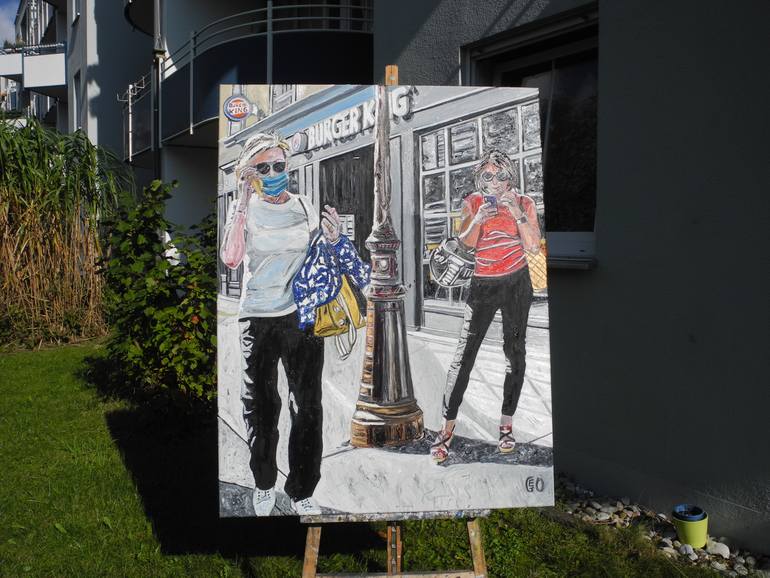 Original Impressionism People Painting by Jérôme Geo Labrunerie
