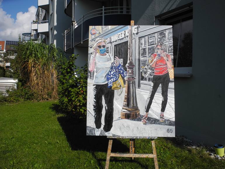 Original Impressionism People Painting by Jérôme Geo Labrunerie