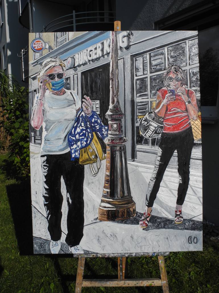 Original Impressionism People Painting by Jérôme Geo Labrunerie