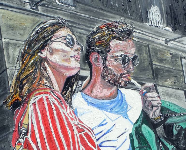 Original Impressionism People Painting by Jérôme Geo Labrunerie