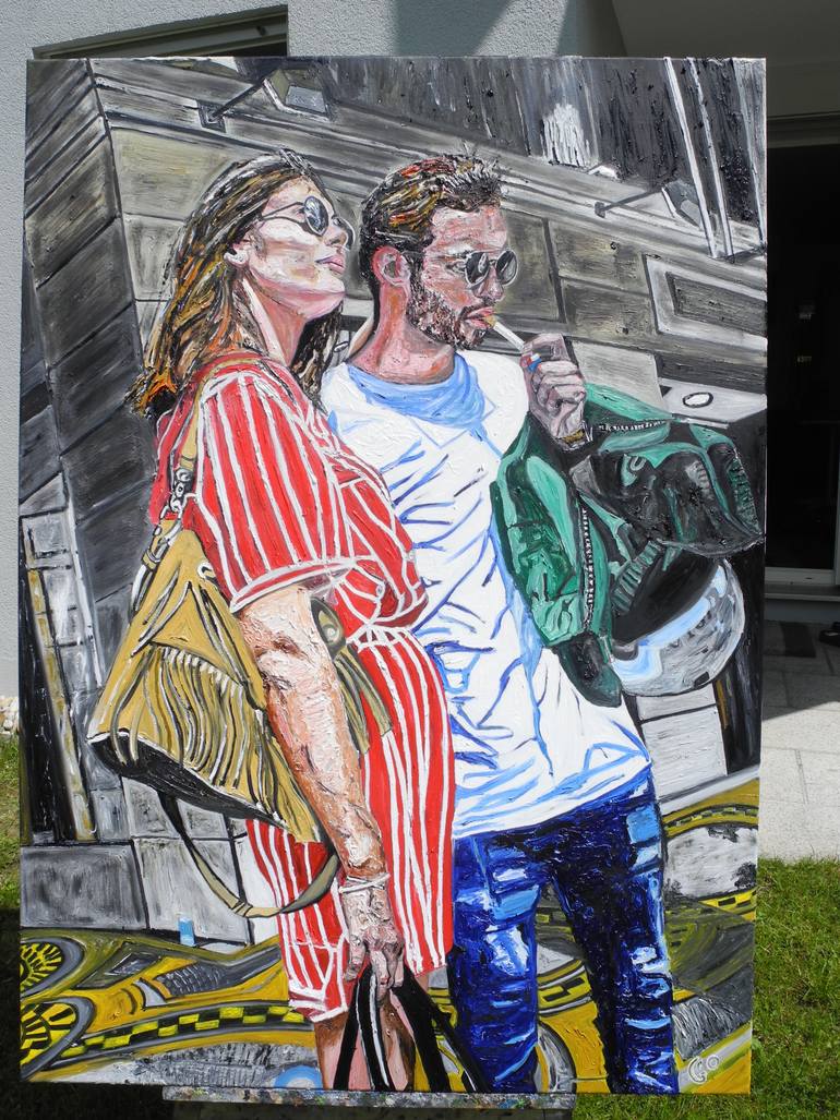 Original Impressionism People Painting by Jérôme Geo Labrunerie