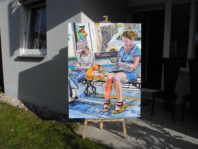 Original Post-impressionism People Painting by Jérôme Geo Labrunerie