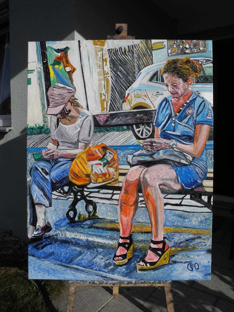 Original Post-impressionism People Painting by Jérôme Geo Labrunerie
