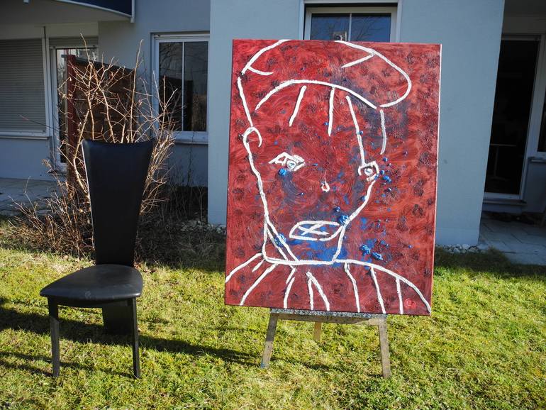 Original Conceptual Men Painting by Jérôme Geo Labrunerie