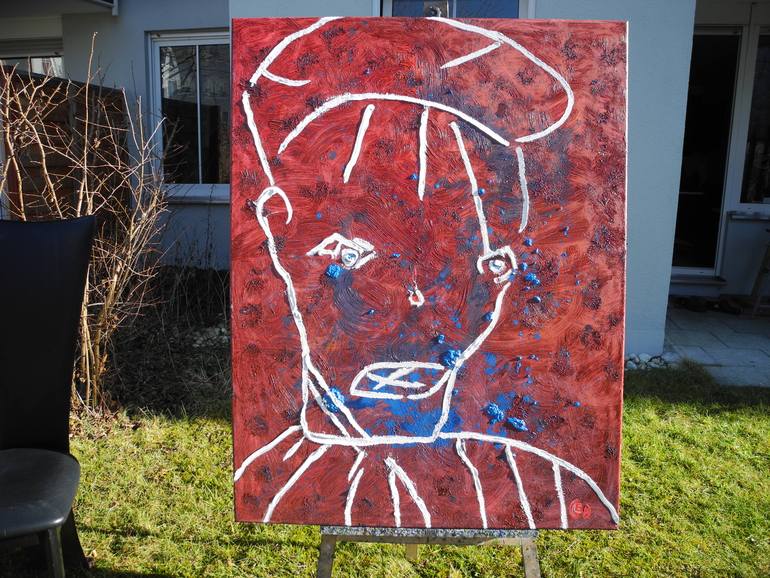 Original Conceptual Men Painting by Jérôme Geo Labrunerie