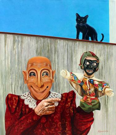 Original Figurative Cats Paintings by Giancarlo Digrandi