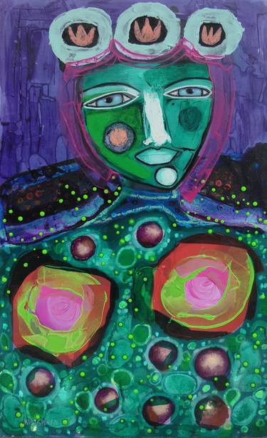 Original Abstract Expressionism People Mixed Media by Sara Rodighiero