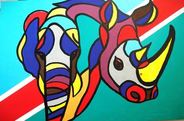 Original Pop Art Animal Paintings by Emilie Ndapanda