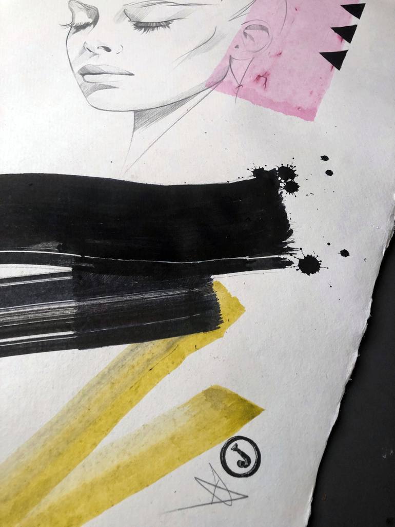 Original Abstract Fashion Drawing by Dimitri Jelezky