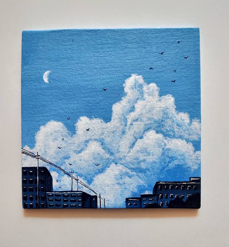Original Color Field Painting Cities Painting by Anshika Arora