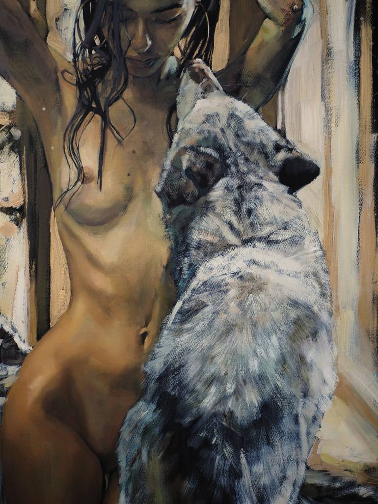 Original Figurative Animal Painting by Oleksii Gnievyshev