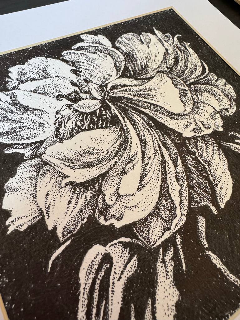 Original Abstract Expressionism Floral Drawing by Alla Badsar