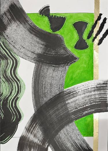 Original Black & White Geometric Paintings by A  B