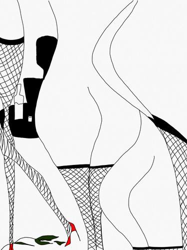 Original Modernism Erotic Drawings by Caterina Cottafavi