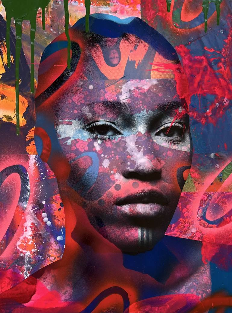 Original Portraiture Abstract Collage by Mark Engel