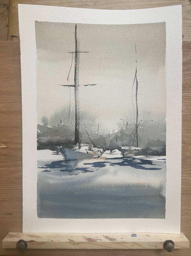 Original Expressionism Boat Painting by Ignat Drozdov