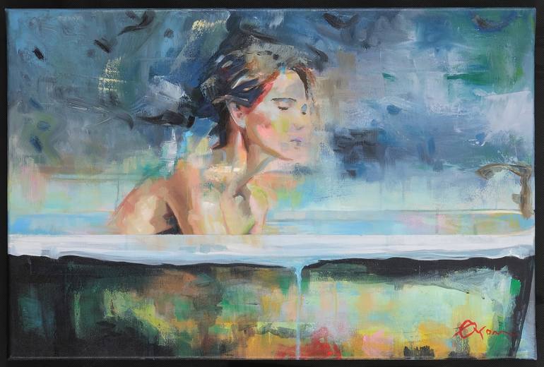 Original Expressionism People Painting by Carolin Okon