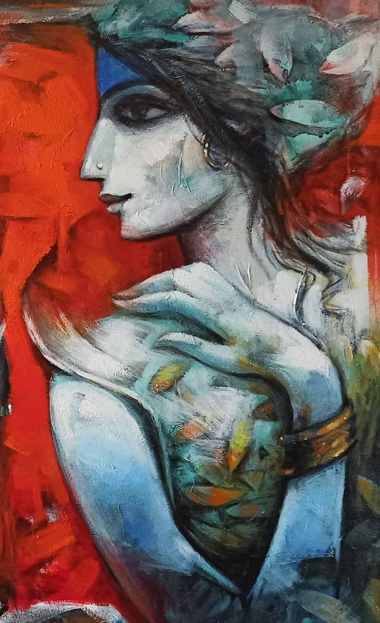 Original Contemporary Women Painting by Tapas Sardar