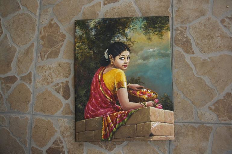 Original Photorealism Women Painting by Vimal Artworks