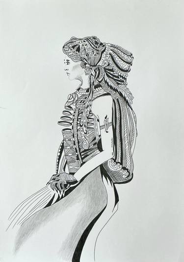 Original Abstract Women Drawings by Anna Klymchuk
