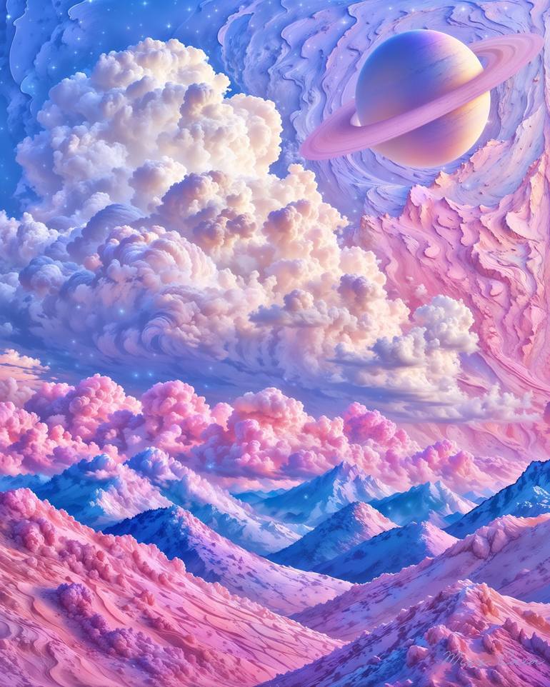 Original Painterly Abstraction Outer Space Digital by Miss Caia