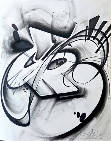 Original Abstract Expressionism Graffiti Drawings by Scape Martinez