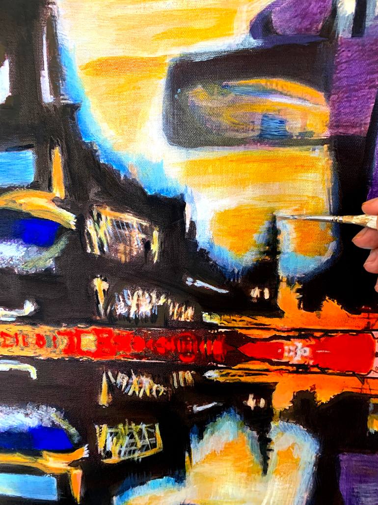 Original Expressionism Cities Painting by Miroslava Kettounen
