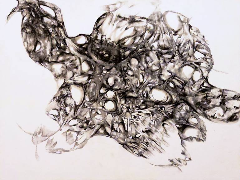 Original Black & White Abstract Drawing by Crystal Leavitt