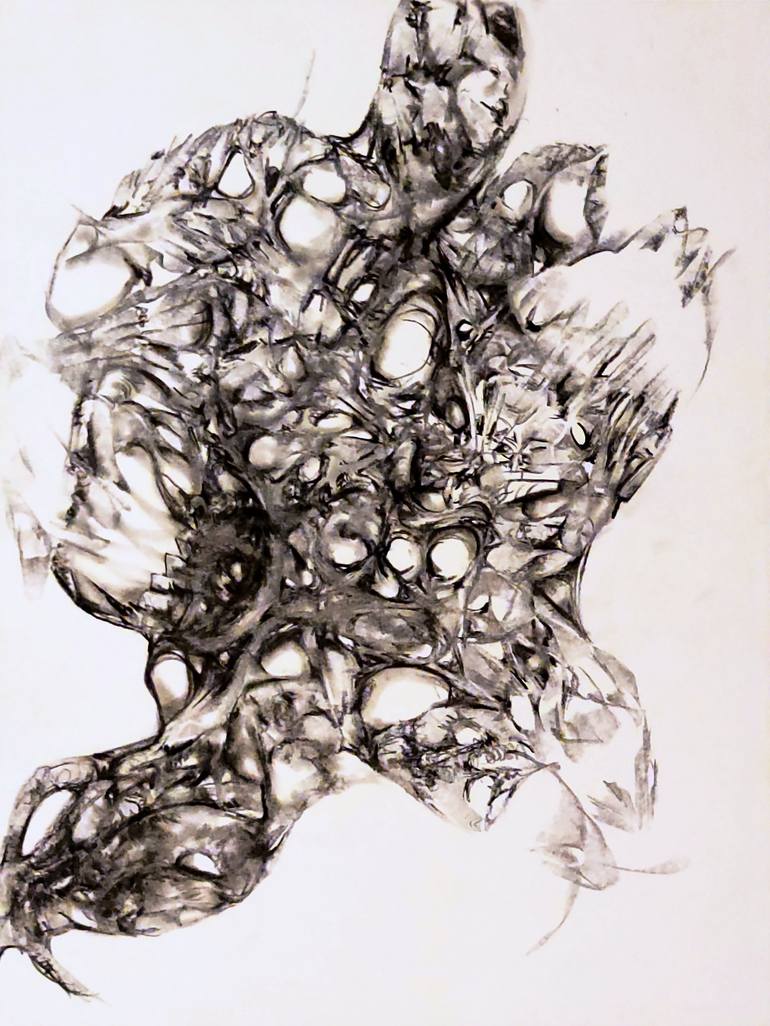 Original Black & White Abstract Drawing by Crystal Leavitt