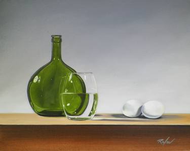 Still Life with Green Bottle, Glass of Water and Eggs thumb