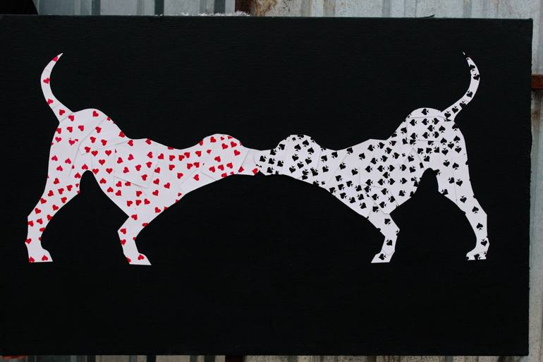 Original Contemporary Dogs Mixed Media by Anastasia Rudych