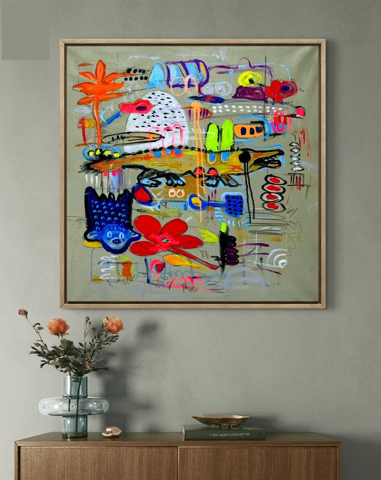 Original Abstract Expressionism Animal Mixed Media by Enexto Budu