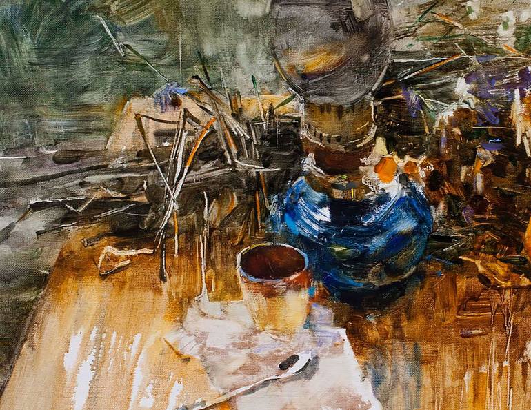 Original Folk Still Life Painting by Artidea Gallery
