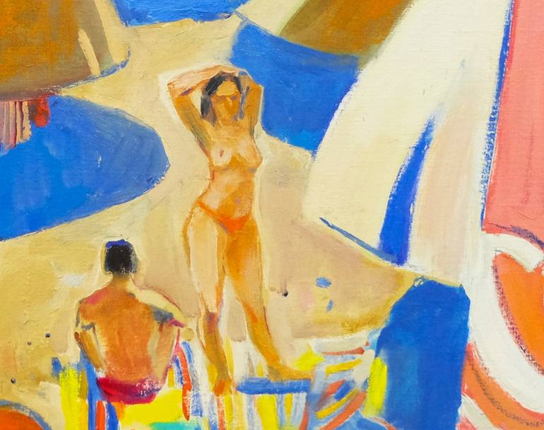 Original Abstract Expressionism Beach Painting by Artidea Gallery