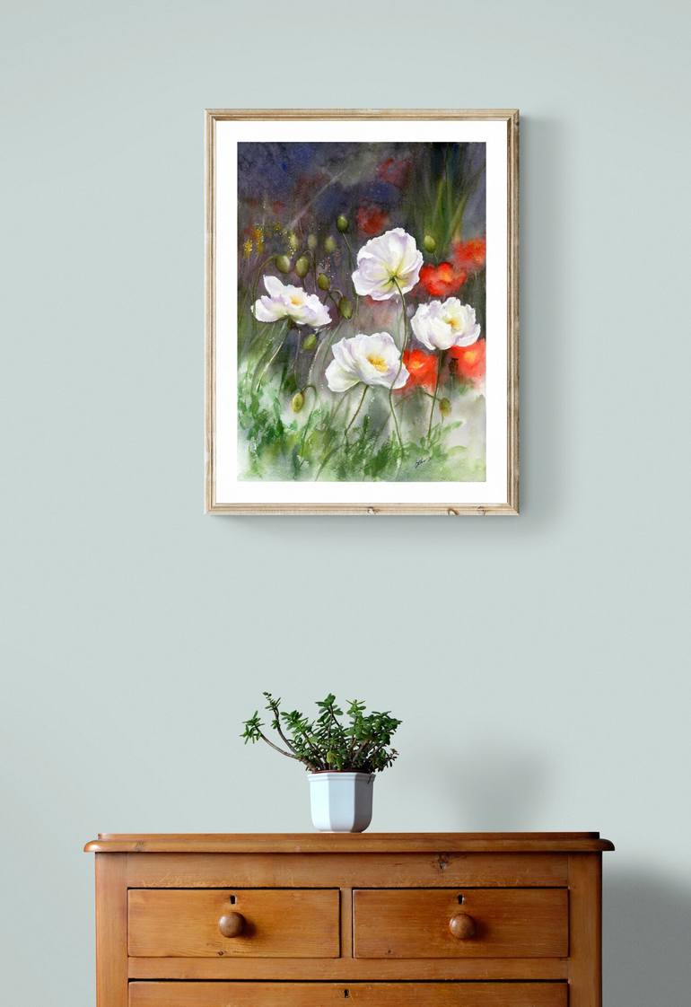 Original Art Deco Floral Painting by Cecilia Xiao