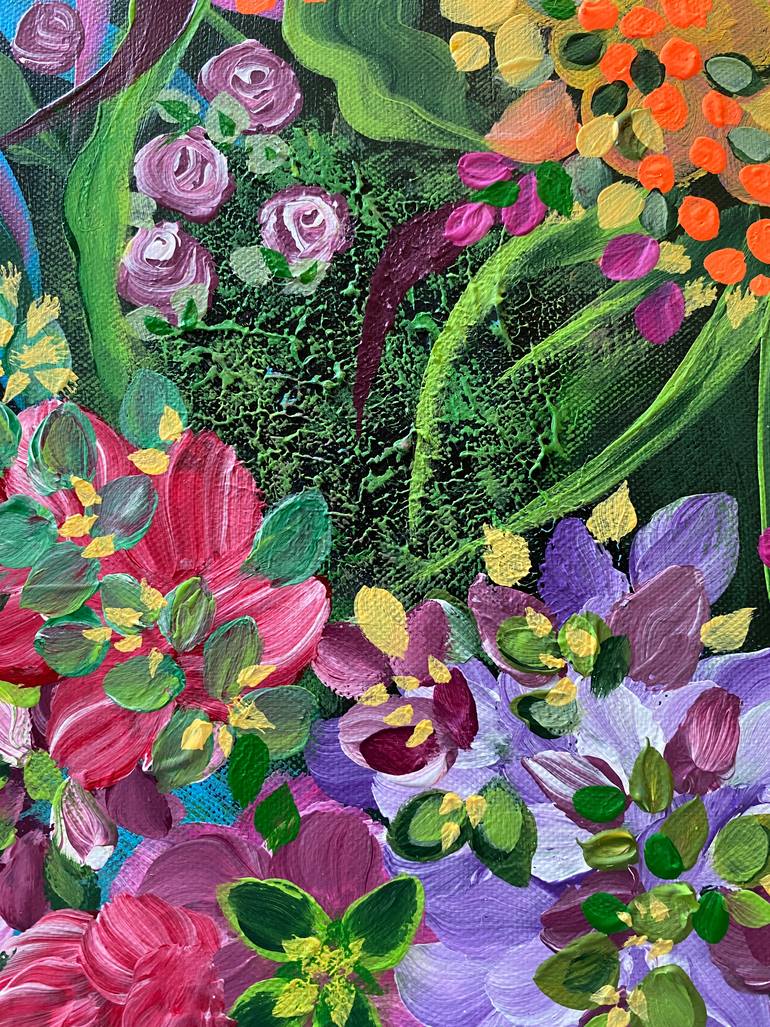 Original Abstract Expressionism Botanic Painting by Lucia Gazzi