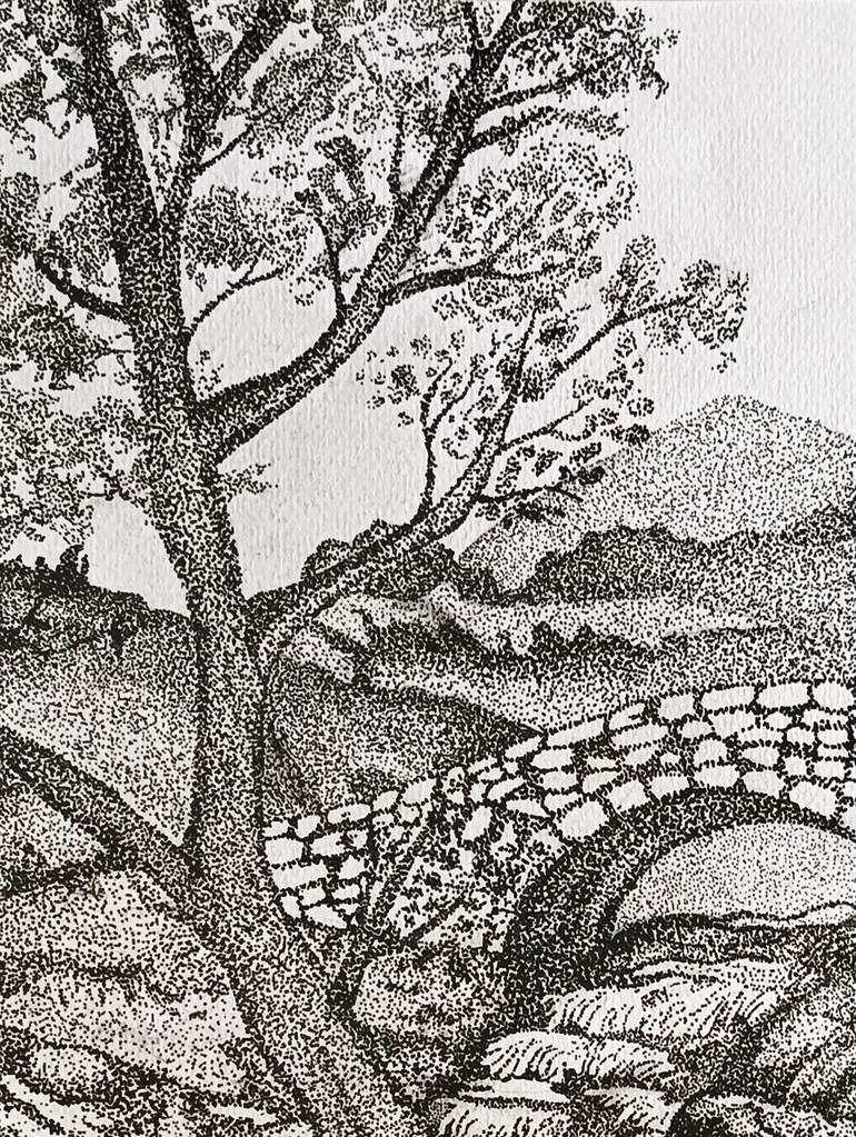 Original Realism Landscape Drawing by Aleeza  Maqsood
